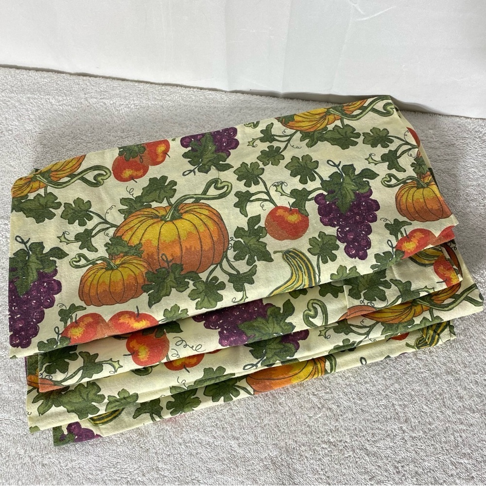 Vintage Autumn Harvest Print Accent Pillow Cases x4